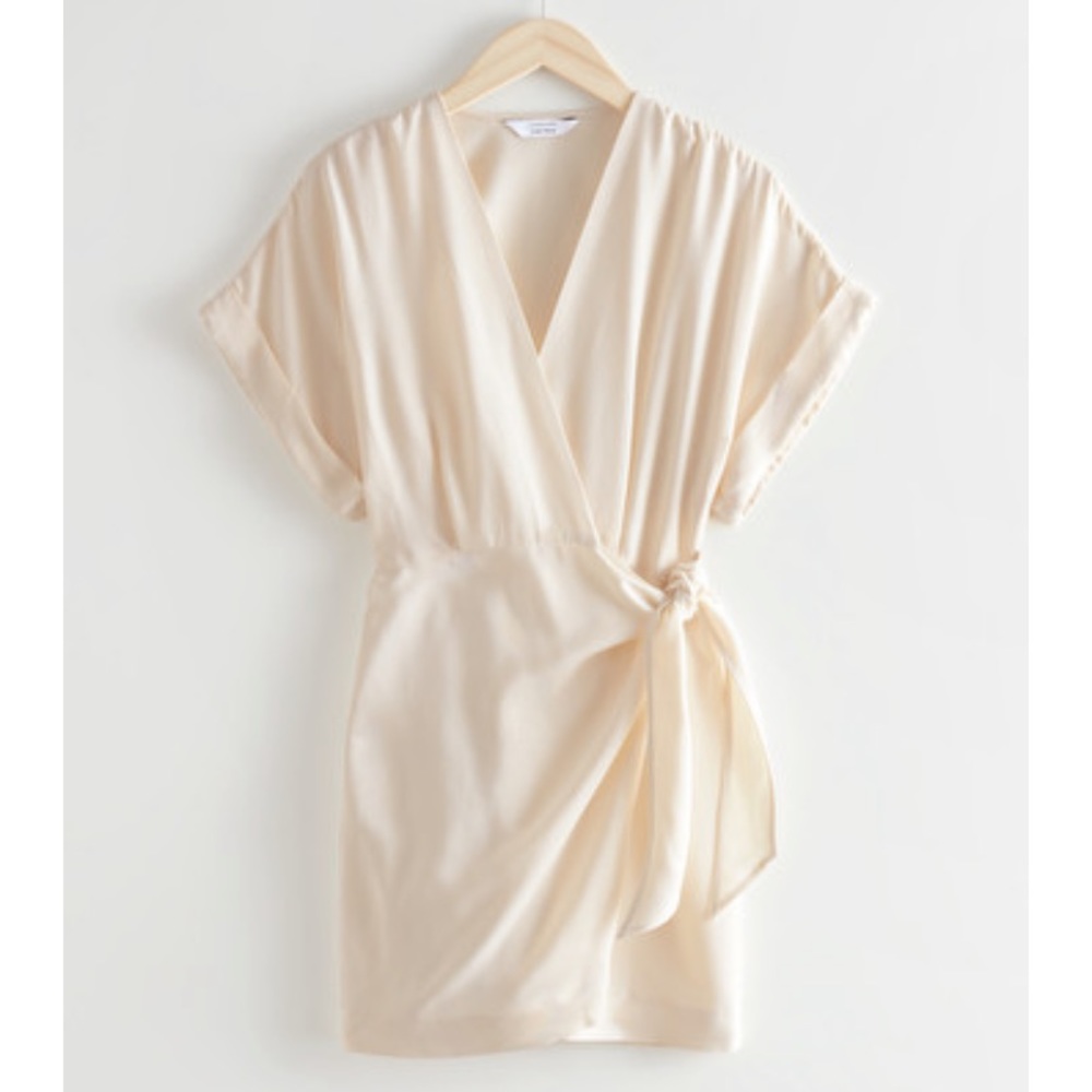 & Other Stories Women  natural relaxed wrap mini dress cream size 4